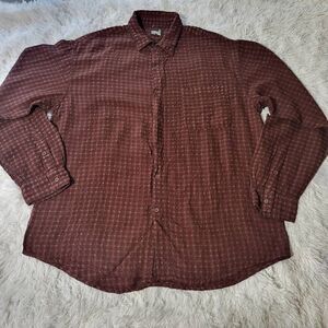 Weekendz off men long sleeve button-up brown texture shirt XXL